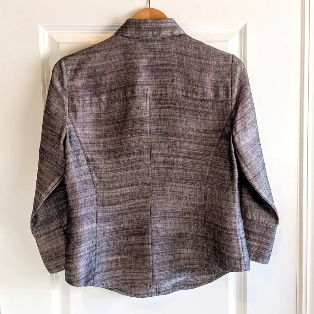 Linda Allard Ellen Tracy Petite Grey Silk Linen Jacket